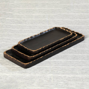 Set of 3 Midnight Gold Wooden Tray