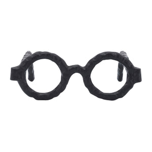 Aluminum Glam Round Glasses Sculpture - Black, 7 in.