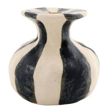 Black Striped Ceramic Candle Holder - Small: Ceramic / 4" Dia x 4" H