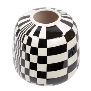 Truu Design Stylish Checkered Ceramic Planter, Black: Black&White / 6.3"H