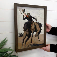 Bucking Cowboy - Ranch House Canvas Art - Wood Framed Decor: 18x24" Large Canvas Art with Thick Wood Frame