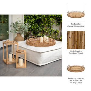 Woven Serving Trays with Handles Set of 2 - Brown, 24/30 in.