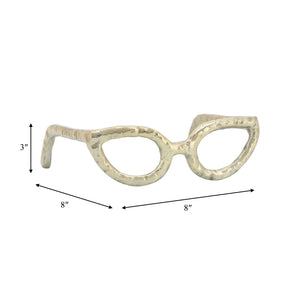 Aluminum Abstract Cat Eye Glasses Sculpture - Gold, 7 in.