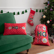 Ho Ho Ho Printed Velvet Xmas Sack Red: Red / 74 x 50cm
