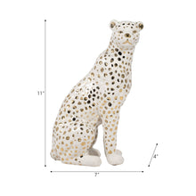 Ceramic Sitting Leopard Decorative Figurine - White, 11 in.