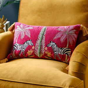 Kalahari Embroidered Velvet Cushion Multicolour: Multicolour / Feather Filled / 30 x 50cm