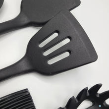 9 Piece Colored Silicone Kitchen Utensils Set - Wood Handles: Black