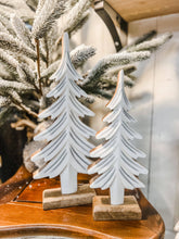 Wooden Tree w/ White & Silver Enamel 7x2x16in