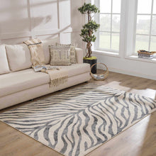 Gray Ecorse Zebra Print Area Rug: 7'10" x 10'3" Rectangle