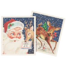 Retro Santa Claus Swedish Dishcloth Set