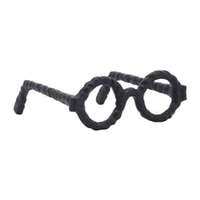 Aluminum Glam Round Glasses Sculpture - Black, 7 in.