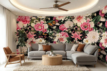 Floral Fantasy Blooms & Butterflies — Bold Florals Luxury Wallpaper Mural: Sample/Swatch / Peel-stick