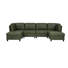 Olive Faux Leather Modular Sectional Sofa, 6 Seat Corner Cou: Default