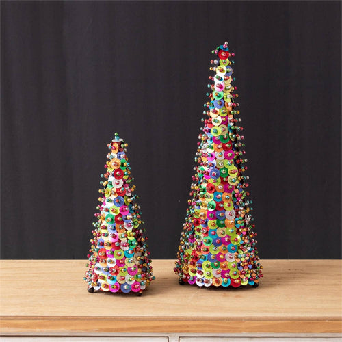 Festive Sequin Cone Trees (Set of 2) (Pk/02 Sets)