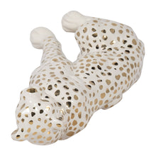 Ceramic Sitting Leopard Decorative Figurine - White, 11 in.