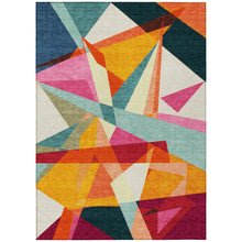 3' X 5' Ivory Orange Yellow Teal Blue And Burgundy Area Rug