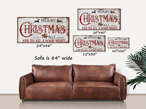 Merry Christmas To All Vintage Distressed Canvas Wall Art : 10x20