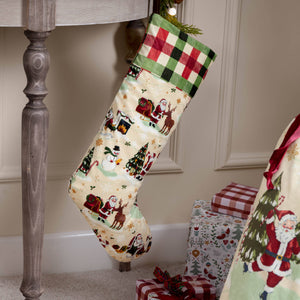 Jolly Santa Printed Velvet Xmas Stocking + Sack Multicolour: Multicolour / One Size