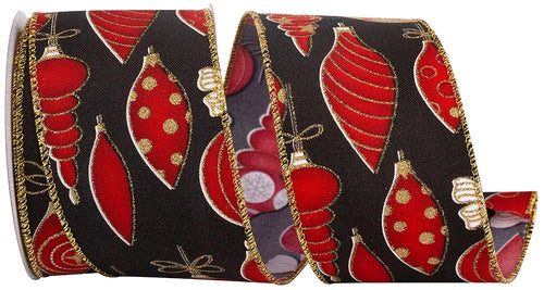 Christmas Balls Style Ornaments Wired Edge, Black/red