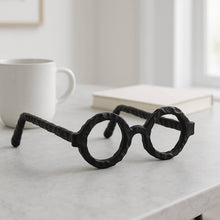 Aluminum Glam Round Glasses Sculpture - Black, 7 in.