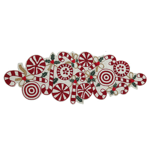 Candy Cane Beaded Table Runner