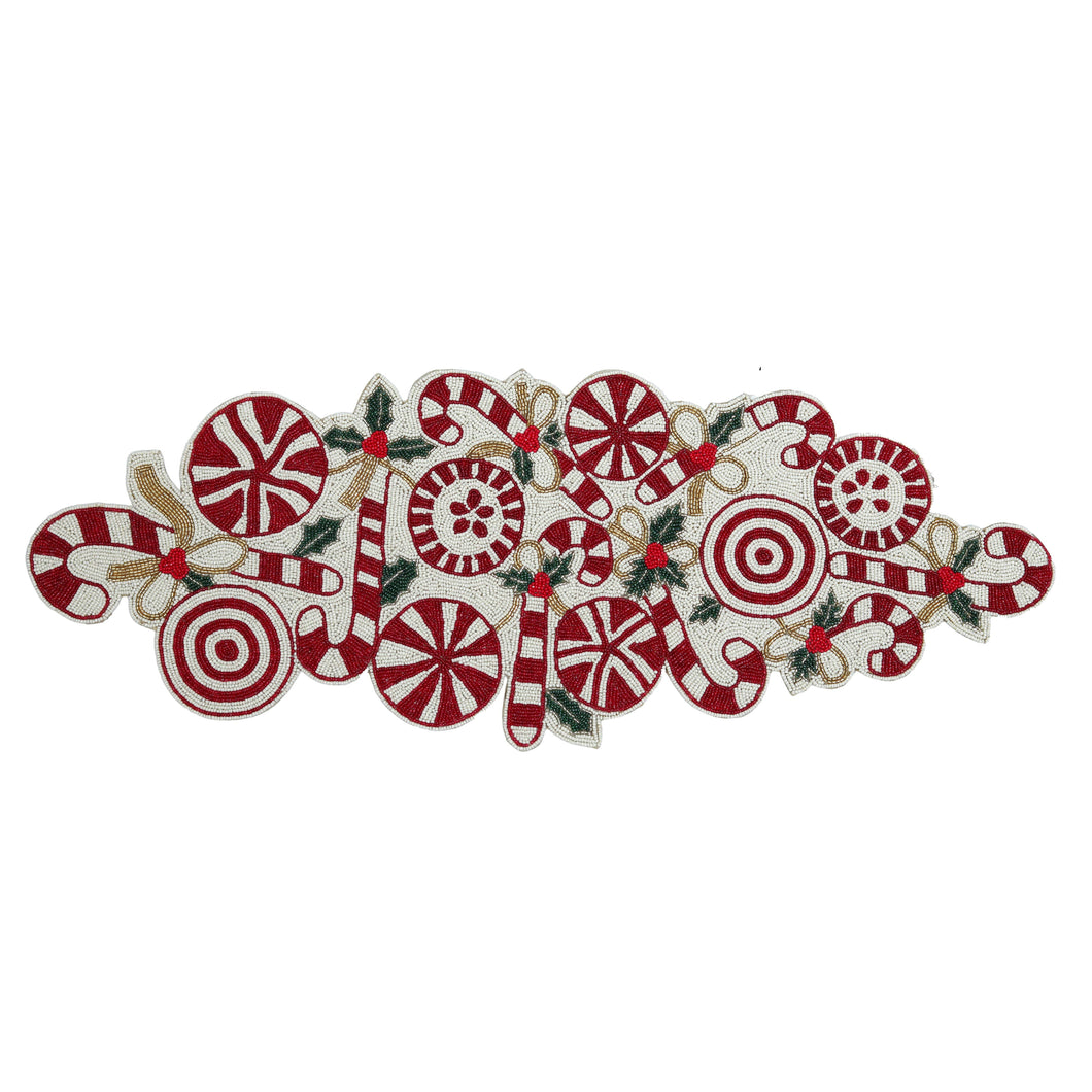 Candy Cane Beaded Table Runner