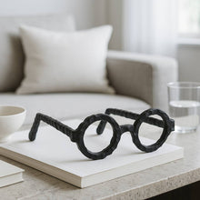 Aluminum Glam Round Glasses Sculpture - Black, 7 in.