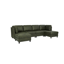 Olive Faux Leather Modular Sectional Sofa, 6 Seat Corner Cou: Default