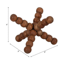 Mango Wood Beaded Jack Decorative Sculpture - Brown, 6 in.