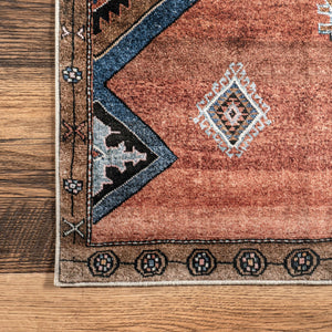 Judy Traditional Persian Machine Washable Area Rug: Rust / Rectangle / 4' x 6'