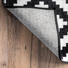 Kellee Machine Washable Modern Diamonds Area Rug: Black / Runner / 2' 6" x 8'