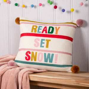 Pom-Poms Ready Set Snow Cushion Multicolour: Multicolour / Polyester Filled / 43 x 43cm