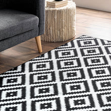 Kellee Machine Washable Modern Diamonds Area Rug: Black / Runner / 2' 6" x 8'