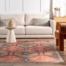 Judy Traditional Persian Machine Washable Area Rug: Rust / Rectangle / 4' x 6'