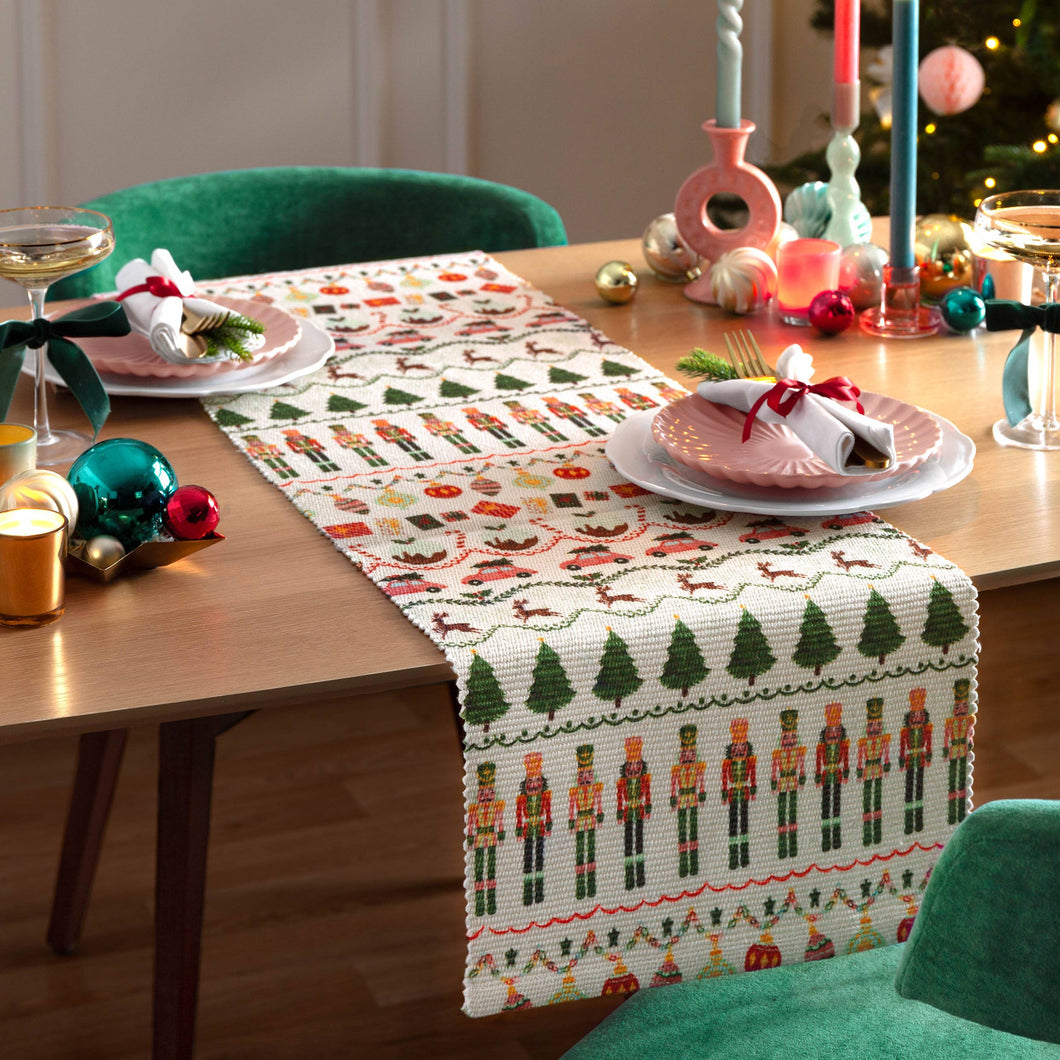 Christmas Celebration Festive Table Runner Multicolour: Multicolour / 35 x 180cm