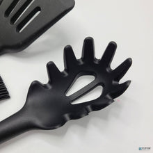 9 Piece Colored Silicone Kitchen Utensils Set - Wood Handles: Black