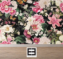 Floral Fantasy Blooms & Butterflies — Bold Florals Luxury Wallpaper Mural: Sample/Swatch / Peel-stick