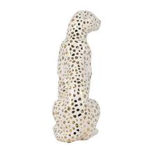 Ceramic Sitting Leopard Decorative Figurine - White, 11 in.