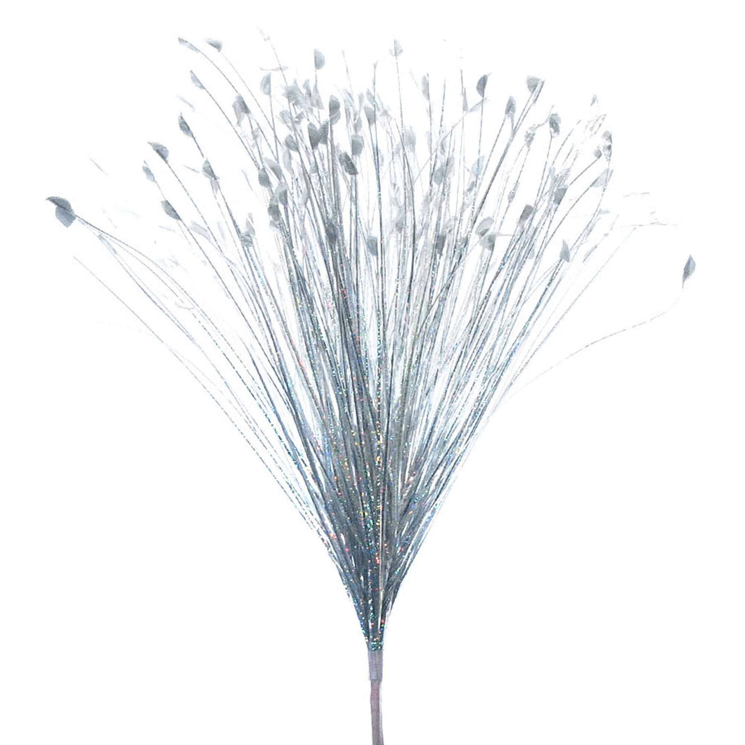 Metallic Onion Grass Spray Pick - Silver: Silver