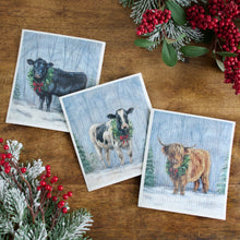 Snowy Cows Swedish Dishcloth Set