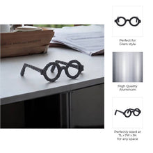 Aluminum Glam Round Glasses Sculpture - Black, 7 in.