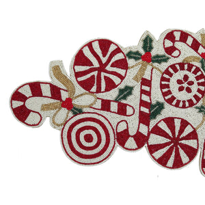 Candy Cane Beaded Table Runner