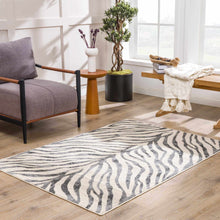 Gray Ecorse Zebra Print Area Rug: 7'10" x 10'3" Rectangle