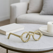 Metal Abstract Eyeglasses Sculpture Home Decor - Gold, 3 in.