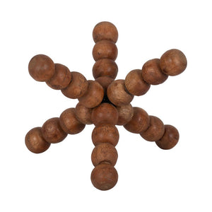 Mango Wood Beaded Jack Decorative Sculpture - Brown, 6 in.