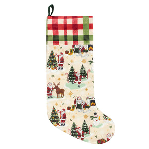 Jolly Santa Printed Velvet Xmas Stocking + Sack Multicolour: Multicolour / One Size