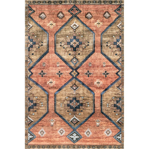Judy Traditional Persian Machine Washable Area Rug: Rust / Rectangle / 4' x 6'