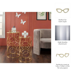Aluminum Abstract Cat Eye Glasses Sculpture - Gold, 7 in.