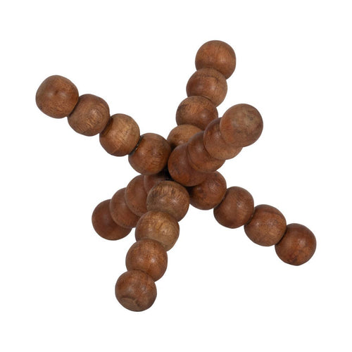 Mango Wood Beaded Jack Decorative Sculpture - Brown, 6 in.