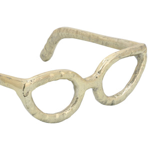 Aluminum Abstract Cat Eye Glasses Sculpture - Gold, 7 in.